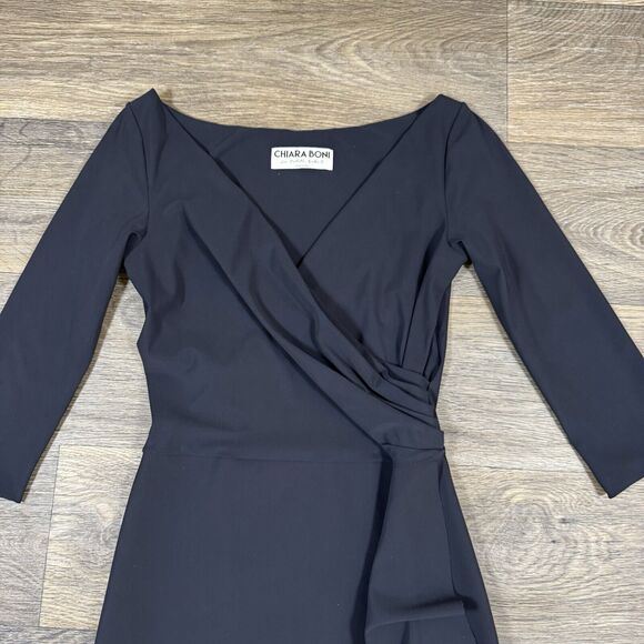 Chiara Boni La Petite Robe Florien Ruched Sheath Dress Women's 40 US 4 Black - Picture 2 of 13